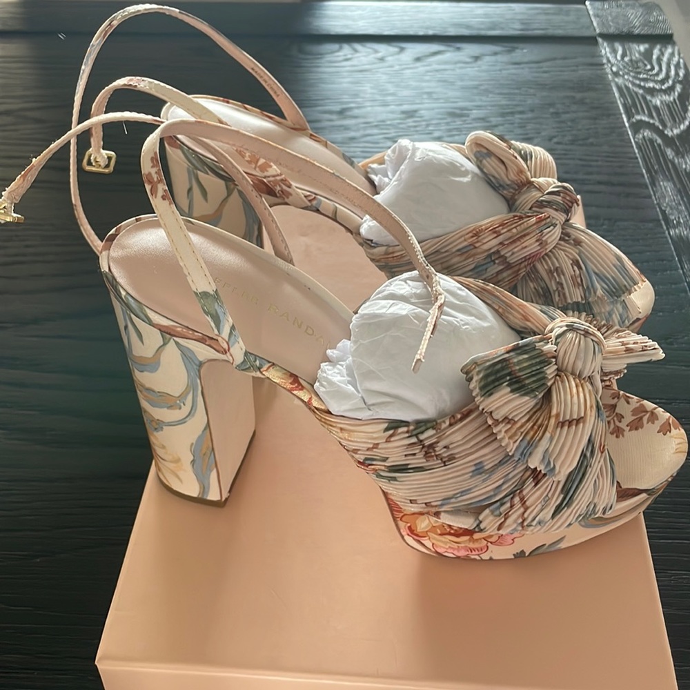 Brand new Loeffler Randall Bow Pleated Platform Sandals